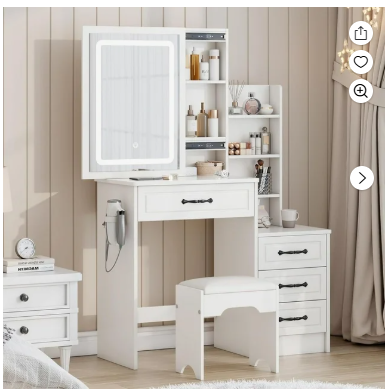 Makeup Vanity Desk, missing mirror/lights, scratch & dent special