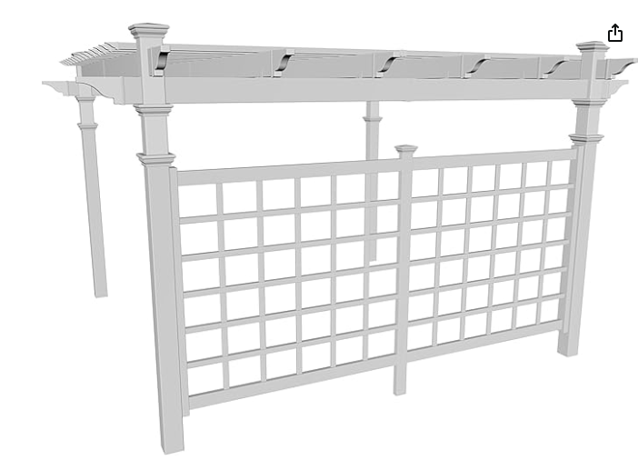 White Vinyl Trellis Wall for Pergola - 75'' H X 134'' W - Unassembled