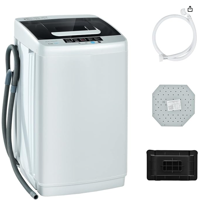 Portable Washing Machine, 2-in-1 Laundry Washer and Spin Combo with 10 Programs, 8.8lbs Capacity, Drain Pump and LED Display, Full Automatic Washer for Apartment, RVs, Dorm, White