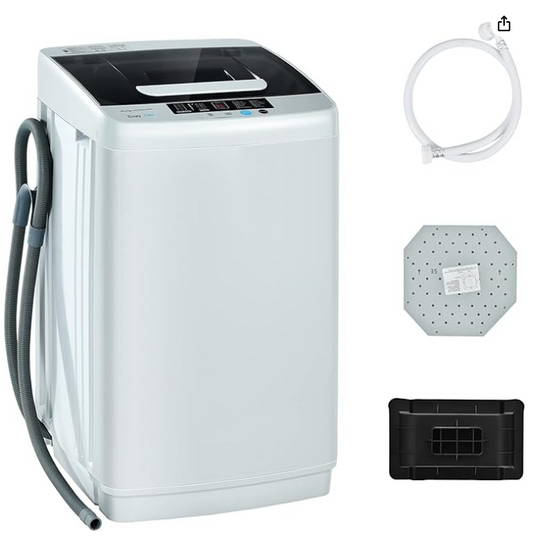 Portable Washing Machine, 2-in-1 Laundry Washer and Spin Combo with 10 Programs, 8.8lbs Capacity, Drain Pump and LED Display, Full Automatic Washer for Apartment, RVs, Dorm, White