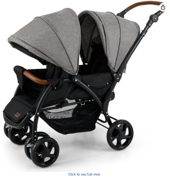 Foldable Lightweight Front Back Seats Double Baby Stroller - Grey
