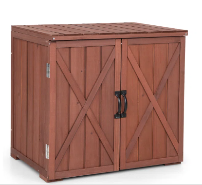 Solid Wood Fir Cabinet Deck Box in Brown - 1 Box - Unassembled