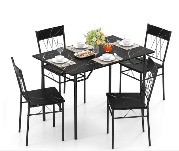 5-Piece Dining Table Set for 4 with Kitchen Table and 4 Dining Chair Set (Assembled)