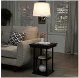 Floor Lamp Bedside Desk with USB Charging Ports Shelves