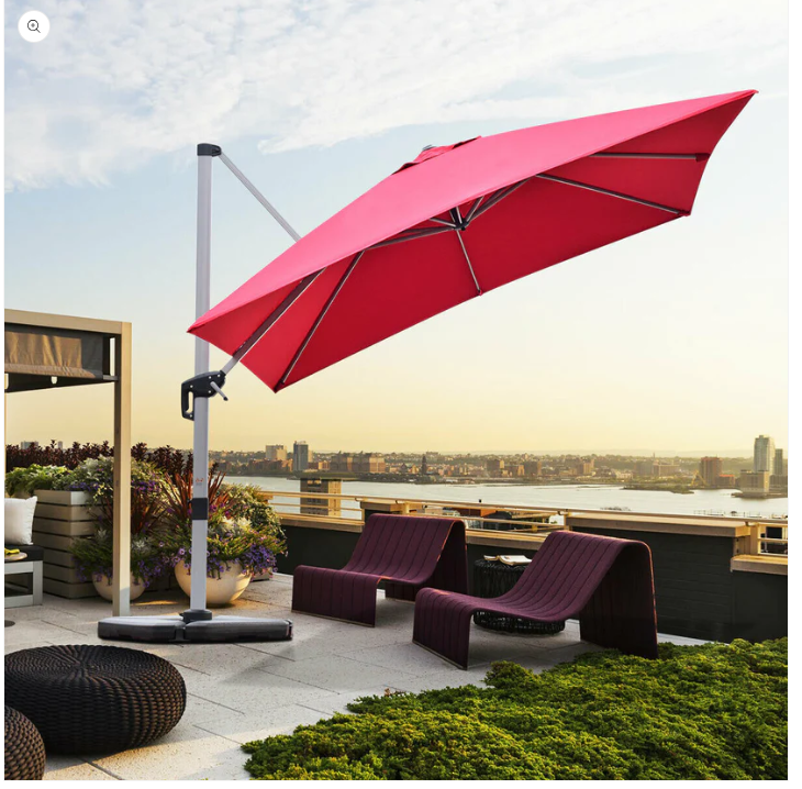 10Ft Patio Offset Cantilever Umbrella 360 Degree Tilt Aluminum W/Base Red - Assembled