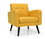 Modern Upholstered Comfy Accent Chair with Rubber Wood Legs