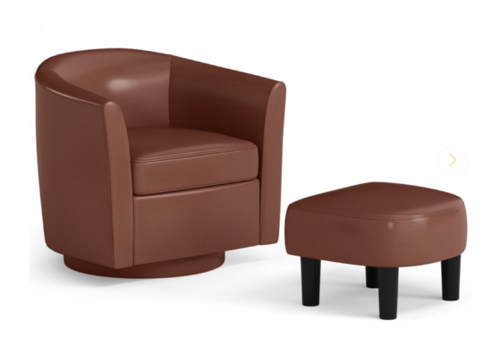 Modern Club Swivel Accent Chair with Ottoman Footrest Curved Backrest (Assembled)