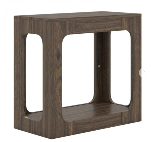 Set of 2, 2-Tier End Table with Storage Shelf for Living Room - Wallnut - Assembled