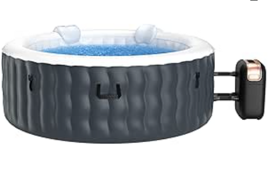 Inflatable Hot Tub Spa, 71inch x 27inch 4 Person Portable Hot Tub W/ 108 Massage Bubble Air Jets, Filter Cartridge, Pump, Tub Cover, Ground Sheet, Indoor & Outdoor Heated Tub (Gray)