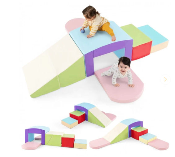 6 Pieces Foam Climbing Blocks Soft Play Climbing for Toddlers with Tunnel (Customer Return)