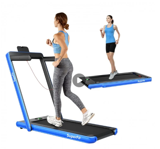 SPECIAL - 2.25HP 2 in 1 Folding Treadmill with APP Speaker Remote Control-Blue (Max265 lbs)