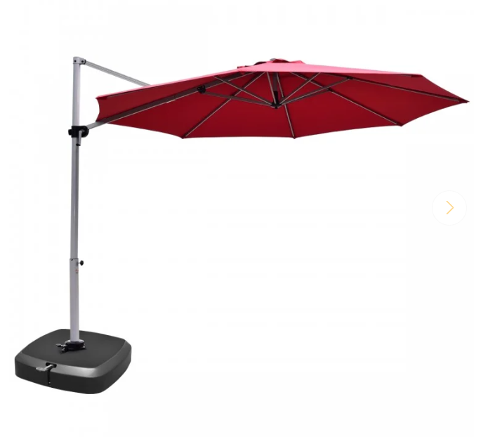 10Ft Feet Patio Offset Cantilever Umbrella 360° Rotation Aluminum Tilt, Red - Unassembled