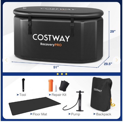 Portable Ice Bath Tub for Home with Lid and Cover-Black (Customer Return)