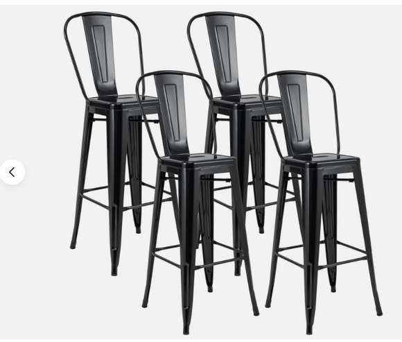 Set of 4 High Back Metal Stool 30