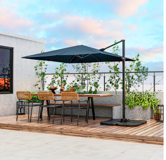 9.5 Feet Square Patio Cantilever Umbrella with 360° Rotation-Navy