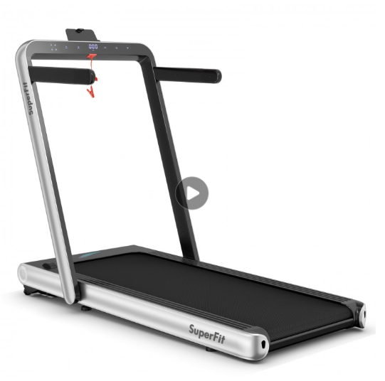*CLEARANCE SPECIAL* 4.75HP 2 In 1 Folding Treadmill with Remote APP Control-Silver (I Box) (Copy)