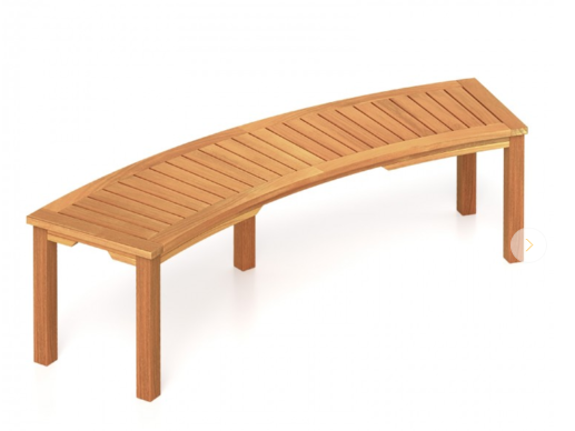 Outdoor Curved Acacia Wood Fire Pit Bench with Slatted Seat (Fully Assembled)