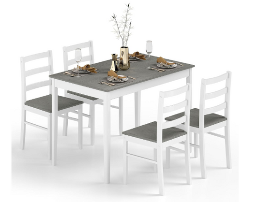 4 Piece Set, Kitchen Table and Chairs, Wood Grain (Grey) (3 Chairs Only)