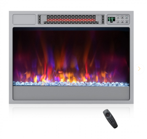 23 Inch 1500W Recessed Electric Fireplace Insert- Silver (No Remote)