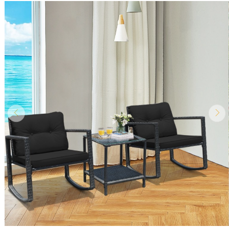 2 Piece Patio Rocking Set - Black (Assembled) (Coffee Table not included)