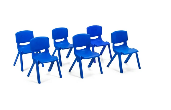 6-Piece Plastic Kids Chair Modern Stackable Learning Chairs Blue