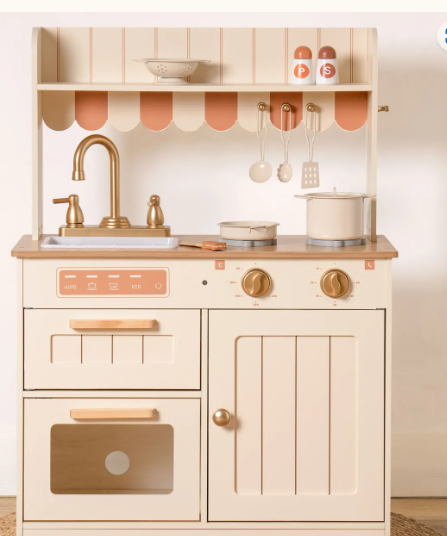 Special - Play Kitchen, Wooden Kids Kitchen Playset for Kids (Unassembled) - (Missing Salad Bowl ) - Actual Color Off White