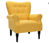 Comfortable Modern Chair w/Rubber Wood Legs, Yellow