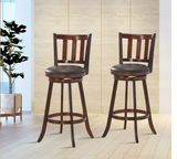 Set of 2 Wood Swivel Counter Height Dining Pub Bar Stools with PVC Cushioned Seat, Fully Assembled