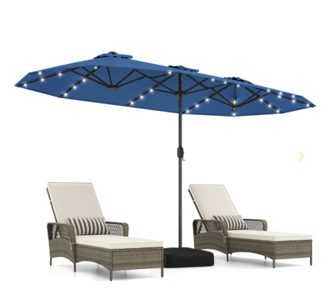 13 Feet Double-Sided Patio Twin Table Umbrella with Crank Handle-Navy (Assembled)