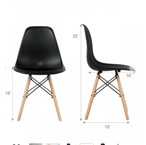 Set of 4 Modern Dining Side Chair Wood Legs-Black (Customer Return)