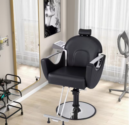 360°Swivel Reclining Salon Chair for Hair Stylist-Black (Customer Return - Assembled)