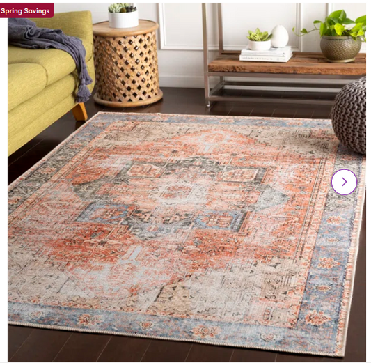 7'10" x 10'3" - Mya Machine Washable Oriental Brick Red/Light Grey Area Rug