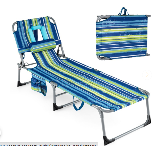 Portable Folding Chaise Lounge Chair with 4-Position Adjustable Backrest for Patio