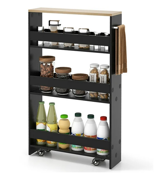 Rolling Kitchen Slim Storage Cart Mobile Shelving Organizer - (Fully Assembled)