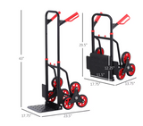 6-Wheels Climbing Stairs Trolley Hand Truck Foldable Steel Load Cart