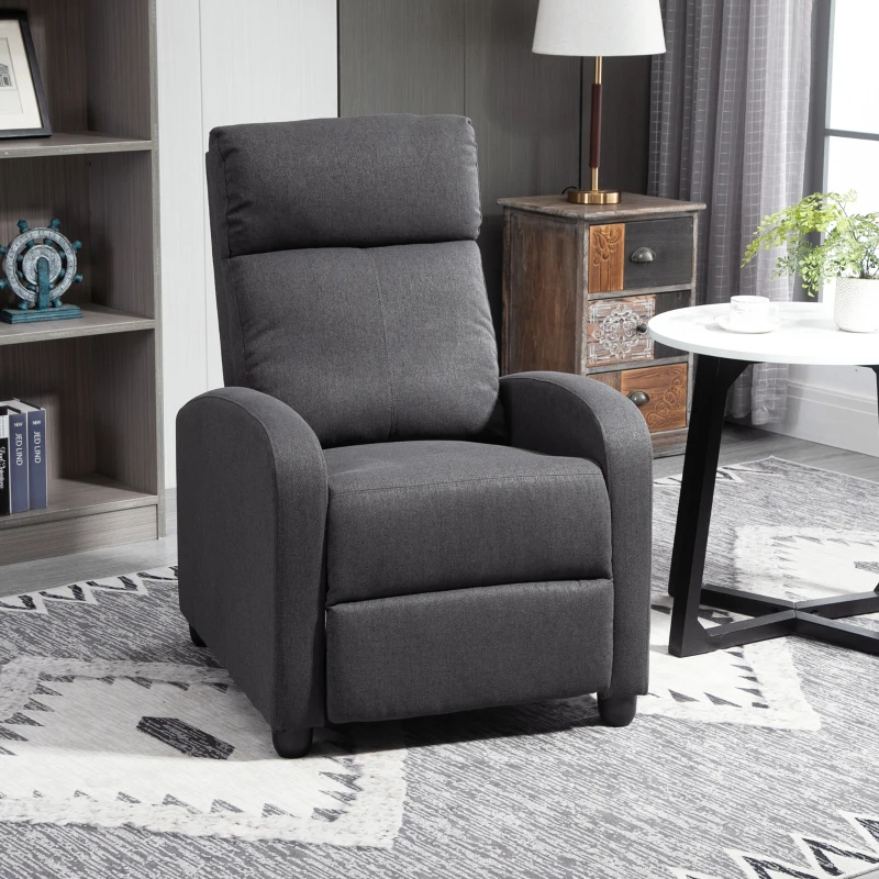 Fabric Recliner Chair Manual Home Theater Seating Single Reclining Chair. Dark Grey
