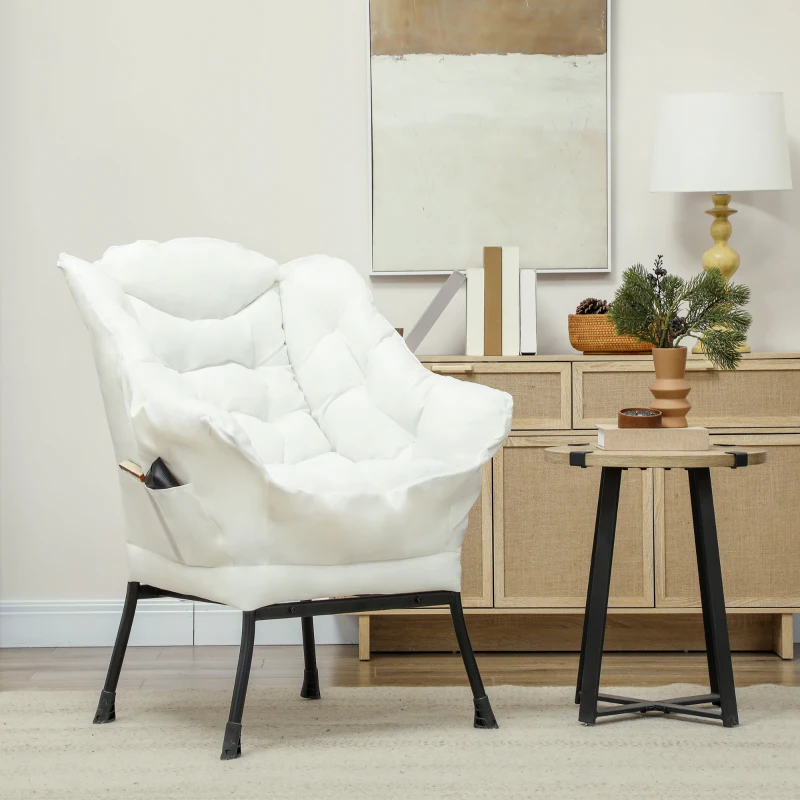 SPECIAL - Modern Accent Chair, Armchair with Side Pockets and Solid Steel Legs