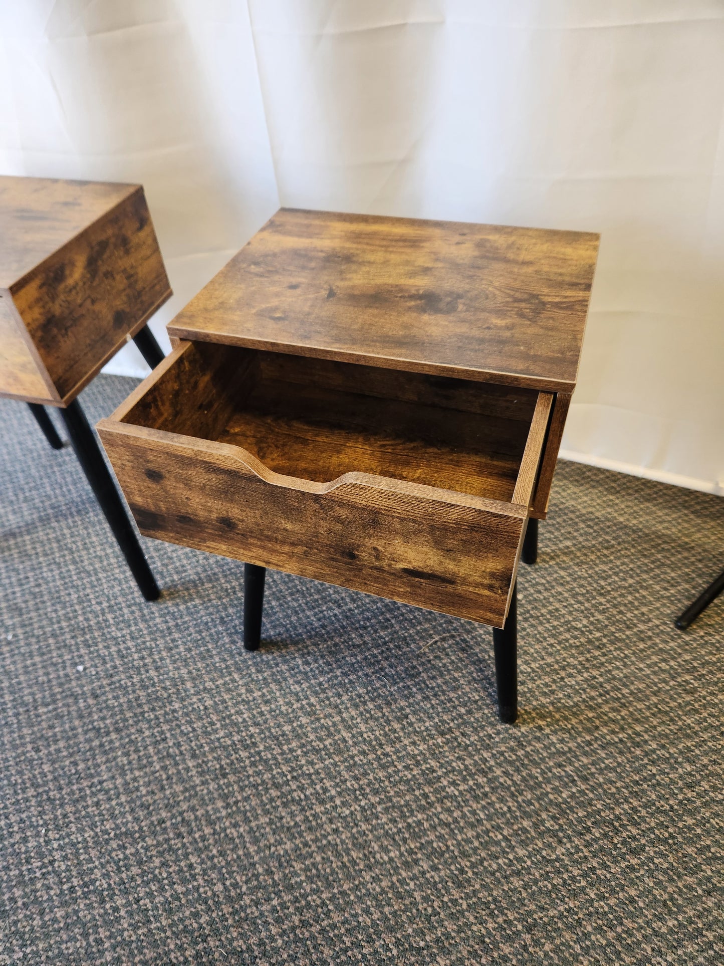 Set of 2 - Wooden End Table with Drawer.