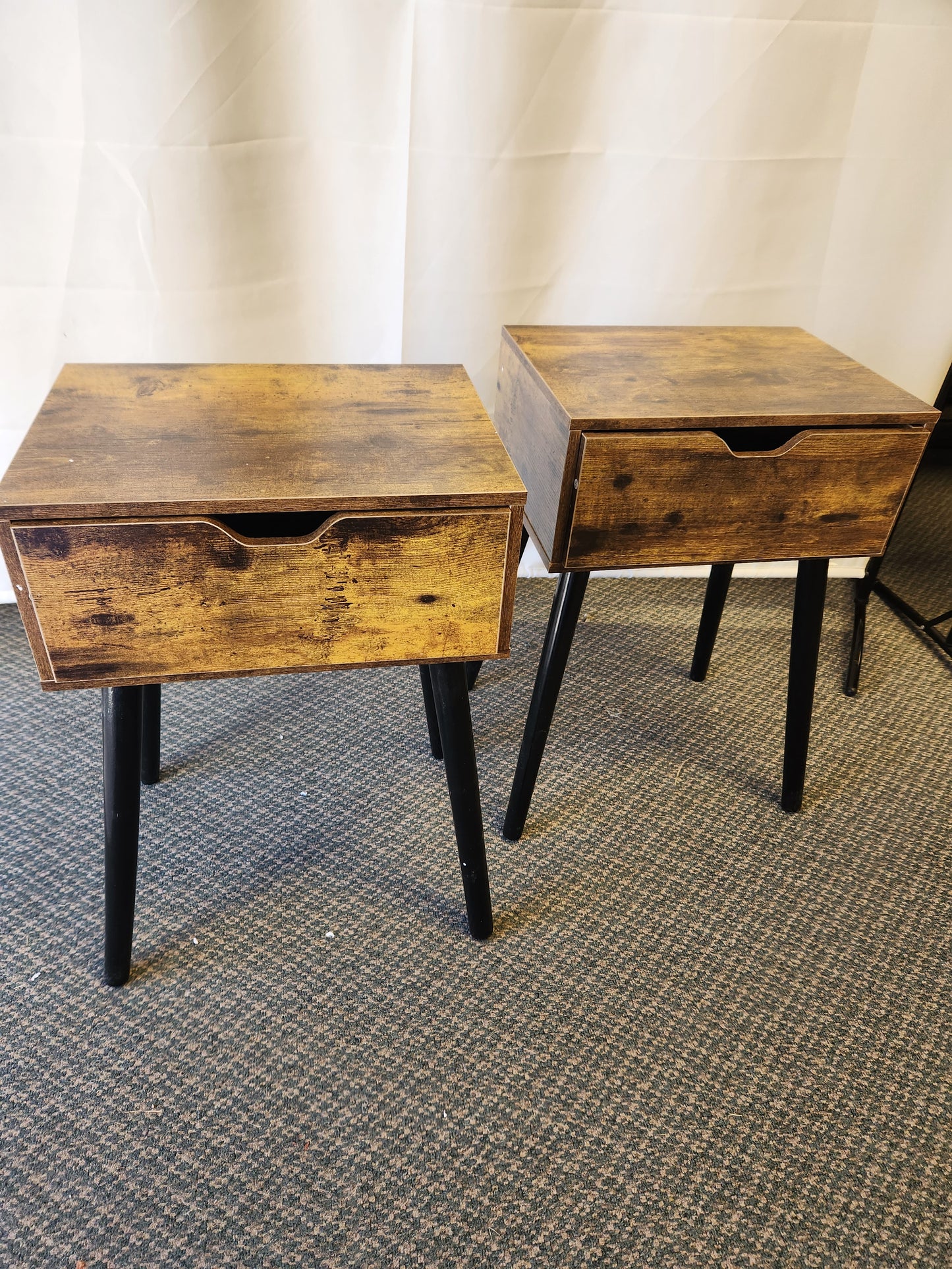 Set of 2 - Wooden End Table with Drawer.