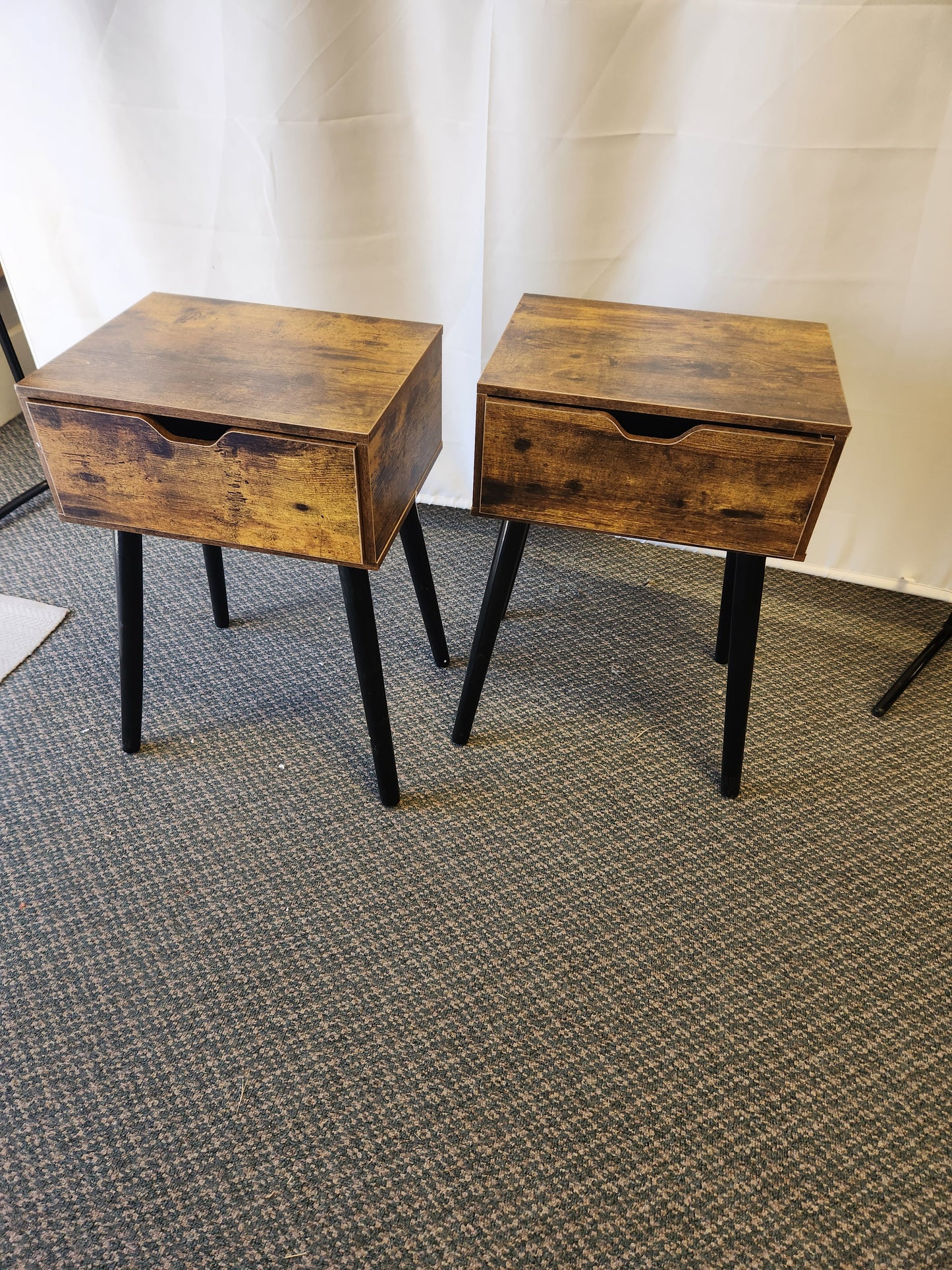 Set of 2 - Wooden End Table with Drawer.