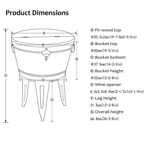 Galvanized beverage tub with metal stand  wood top
