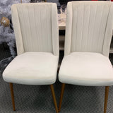 2 Piece Side Chair Set, cream, gold legs