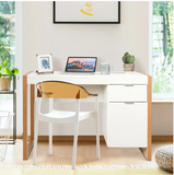 Modern Computer Desk Study Table Writing Workstation with Cabinet and Drawer-White (Fully Assembled)