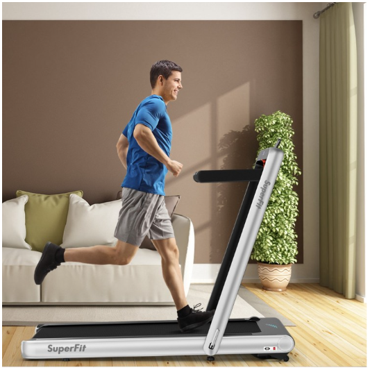 *CLEARANCE SPECIAL* 4.75HP 2 In 1 Folding Treadmill with Remote APP Control-Silver (I Box) (Copy)