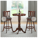 Set of 2 Wood Swivel Counter Height Dining Pub Bar Stools with PVC Cushioned Seat, Fully Assembled