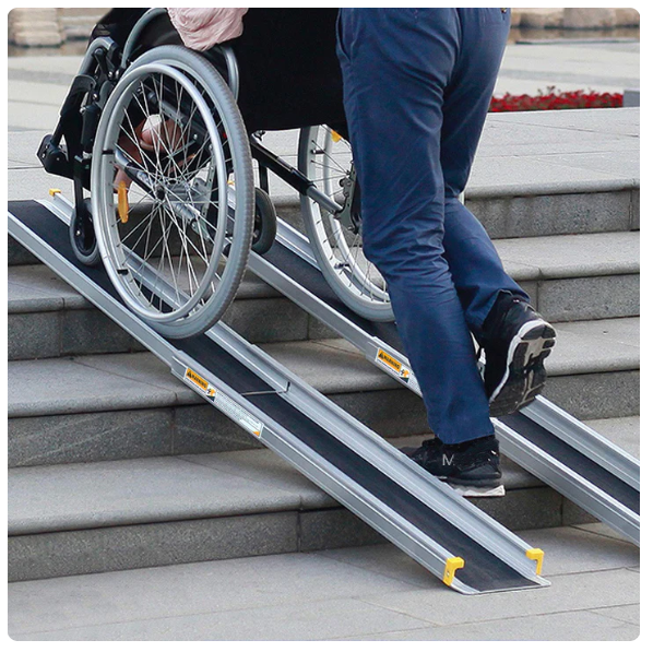 Adjustable  Wheelchair  Aluminum Ramp, with safety channels