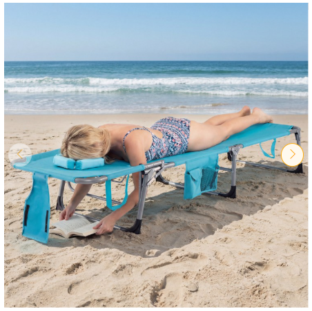 Portable Folding Chaise Lounge Chair with 4-Position Adjustable Backrest -Turquoise
