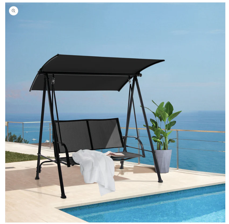 Love Seat Swing with Patio Canopy*UNASSEMBLED/IN BOX* - BLACK- OP70493BK