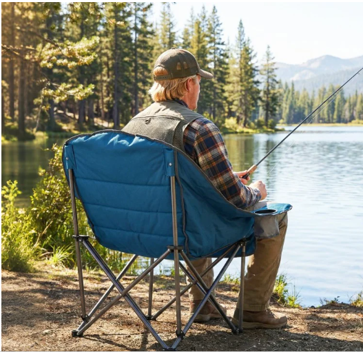 Folding Oversized Camping Chair with Side Pockets and Cup Holder-Blue