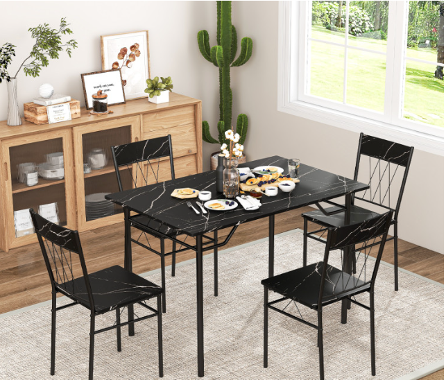 5-Piece Dining Table Set for 4 with Kitchen Table and 4 Dining Chair Set (Assembled)